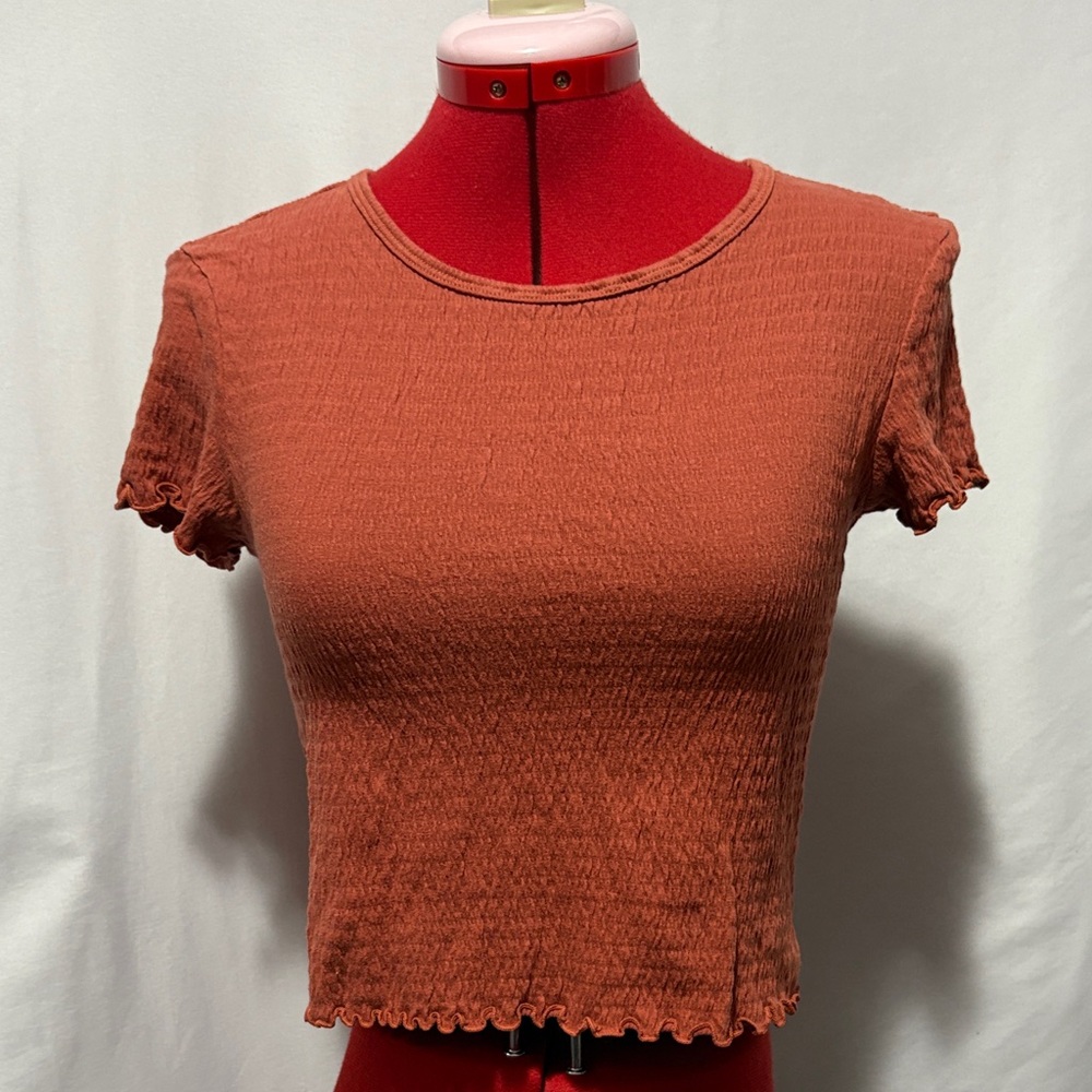 American Eagle Outfitters Rust Orange Ribbed Crop Top